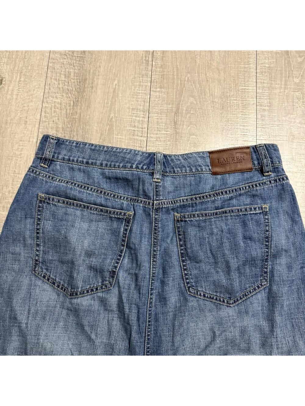 Vintage Lauren Ralph Lauren Y2K Women's 8 Denim Maxi Skirt Western Cottage Blue - Picture 6 of 9